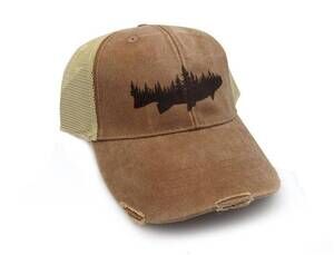 NEW BLACK LANTERN men's fish & forest trucker hat in brown